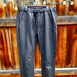 Black Bullhead denim leather-look joggers size small